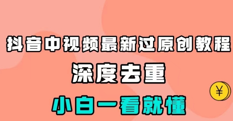 抖音中视频最新过原创教程，深度去重，小白一看就懂【揭秘】-副业心选