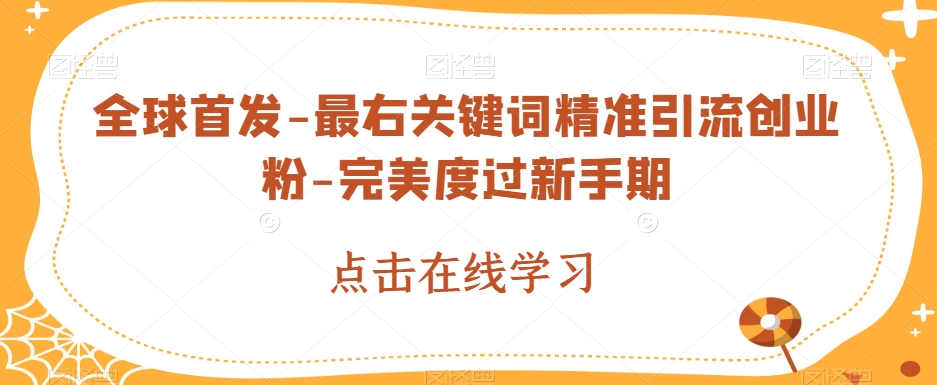 全球首发-最右关键词精准引流创业粉-完美度过新手期【揭秘】-副业心选