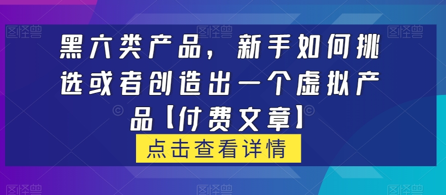 黑六类虚拟产品，新手如何挑选或者创造出一个虚拟产品【付费文章】-副业心选