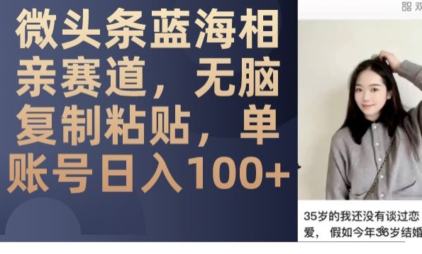 微头条蓝海相亲赛道，无脑复制粘贴，单账号日入100+ - 副业心选-副业心选