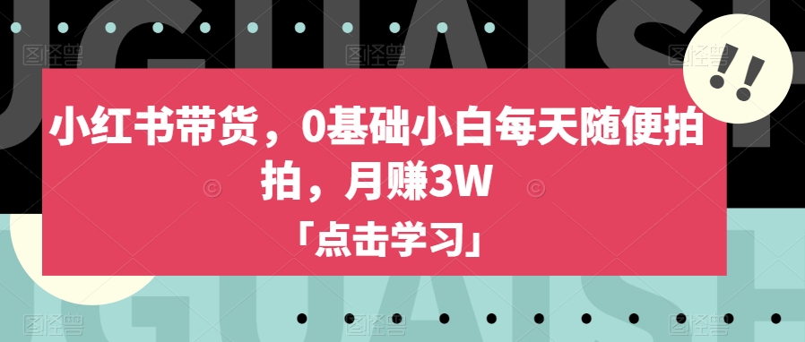 小红书带货，0基础小白每天随便拍拍，月赚3W【揭秘】 - 副业心选-副业心选