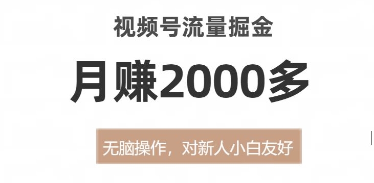 视频号流量掘金，无脑操作，对新人小白友好，月赚2000多【揭秘】 - 副业心选-副业心选