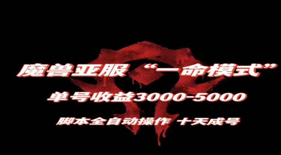 魔兽亚服一命模式，10天成号-单号3千-5千，脚本全自动操作，保姆级教学【揭秘】 - 副业心选-副业心选