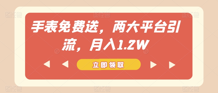 手表免费送，两大平台引流，月入1.2W【揭秘】 - 副业心选-副业心选
