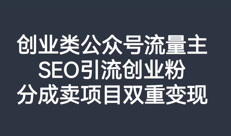 创业类公众号流量主，SEO引流创业粉，分成卖项目双重变现【揭秘】 - 副业心选-副业心选