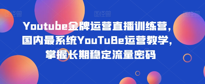 Youtube金牌运营直播训练营，国内最系统YouTuBe运营教学，掌握长期稳定流量密码 - 副业心选-副业心选
