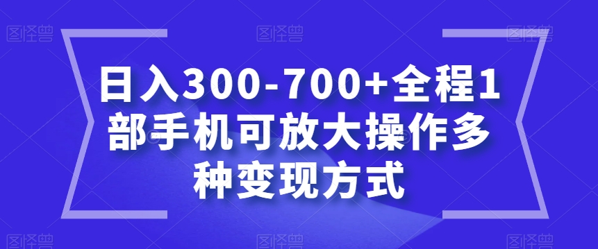 日入300-700+全程1部手机可放大操作多种变现方式【揭秘】 - 副业心选-副业心选
