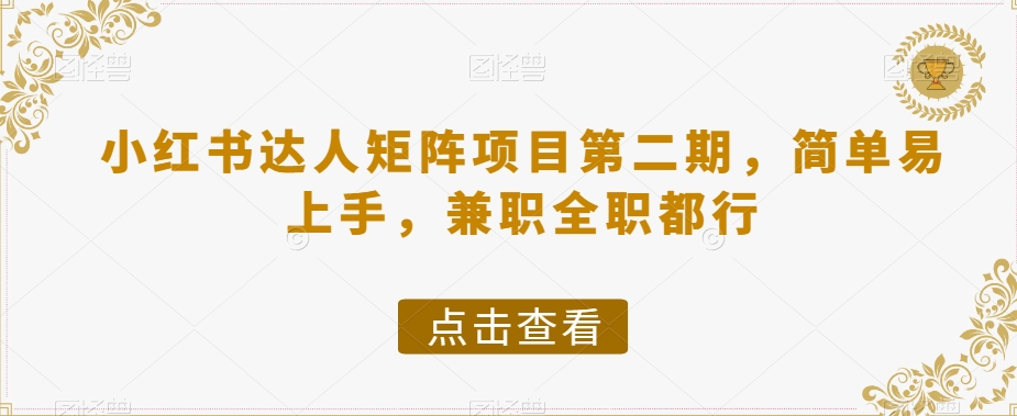 小红书达人矩阵项目第二期，简单易上手，兼职全职都行 - 副业心选-副业心选