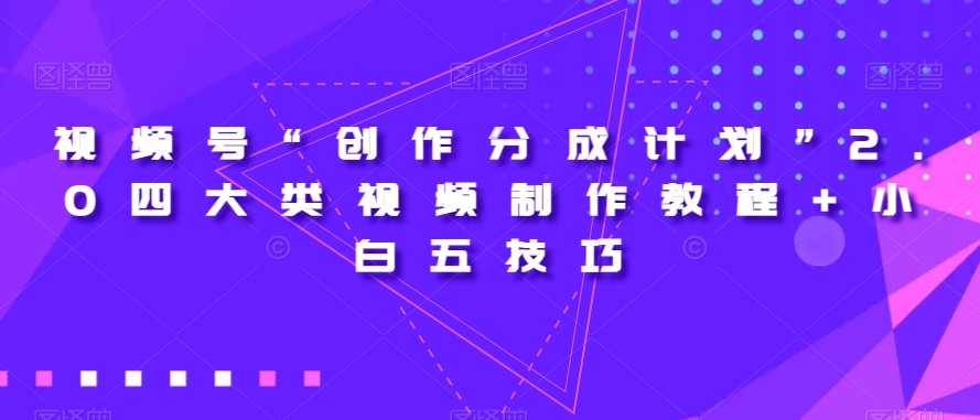 视频号“创作分成计划”2.0四大类视频制作教程+小白五技巧【揭秘】 - 副业心选-副业心选