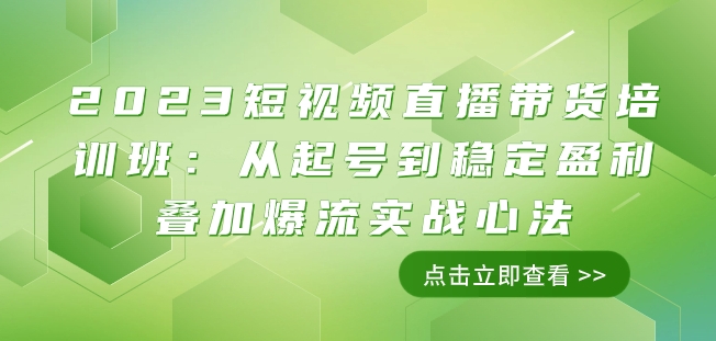 2023短视频直播带货培训班：从起号到稳定盈利叠加爆流实战心法（11节课） - 副业心选-副业心选