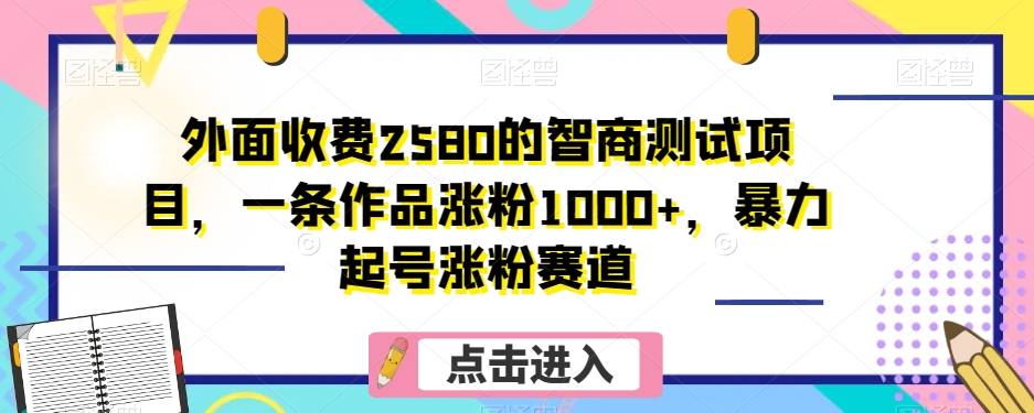 外面收费2580的智商测试项目，一条作品涨粉1000+，暴力起号涨粉赛道【揭秘】 - 副业心选-副业心选