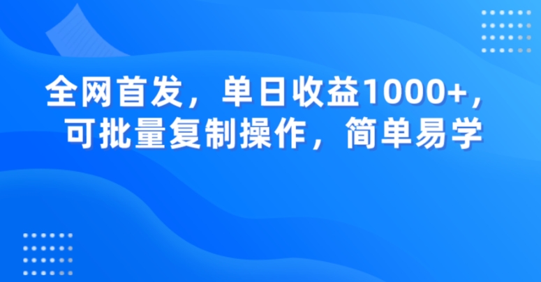全网首发，单日收益1000+，可批量复制操作，简单易学【揭秘】 - 副业心选-副业心选