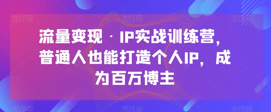 流量变现·IP实战训练营，普通人也能打造个人IP，成为百万博主 - 副业心选-副业心选