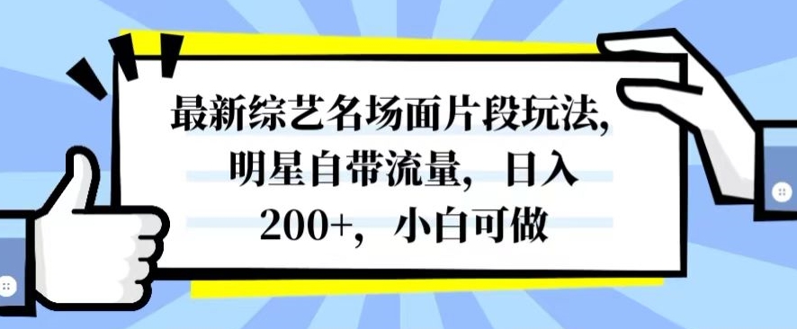 最新综艺名场面片段玩法，明星自带流量，日入200+，小白可做【揭秘】 - 副业心选-副业心选