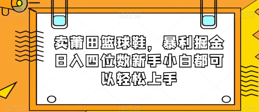 卖莆田篮球鞋，暴利掘金日入四位数新手小白都可以轻松上手【揭秘】-副业心选