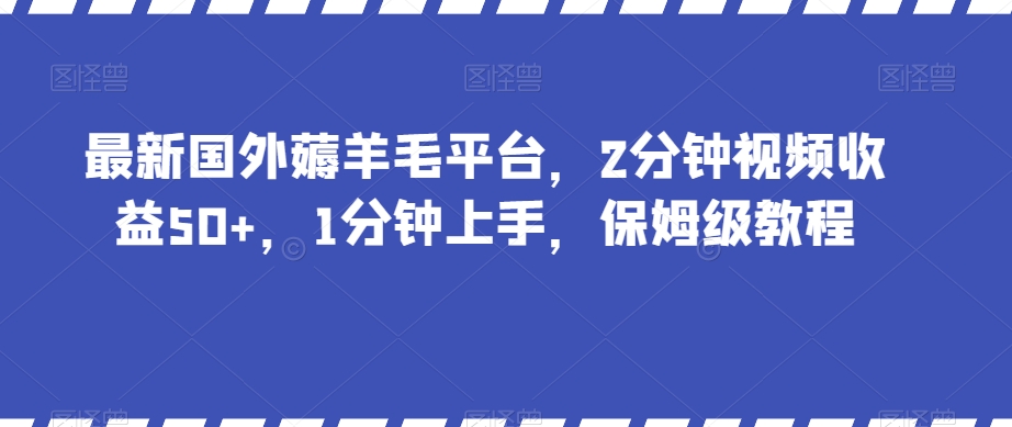 最新国外薅羊毛平台，2分钟视频收益50+，1分钟上手，保姆级教程【揭秘】 - 副业心选-副业心选