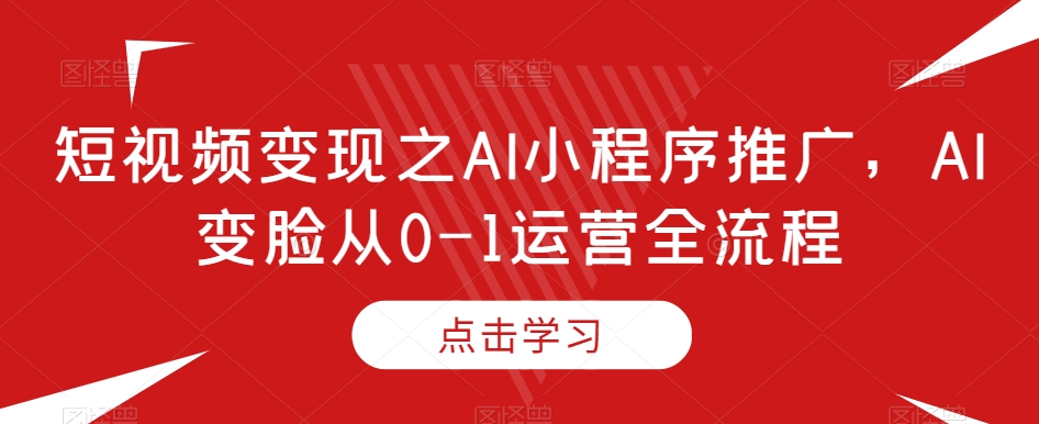 短视频变现之AI小程序推广，AI变脸从0-1运营全流程-副业心选