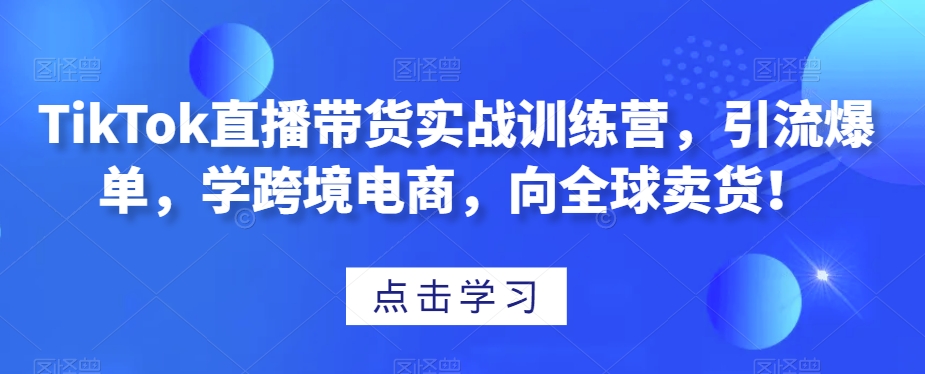TikTok直播带货实战训练营，引流爆单，学跨境电商，向全球卖货！ - 副业心选-副业心选