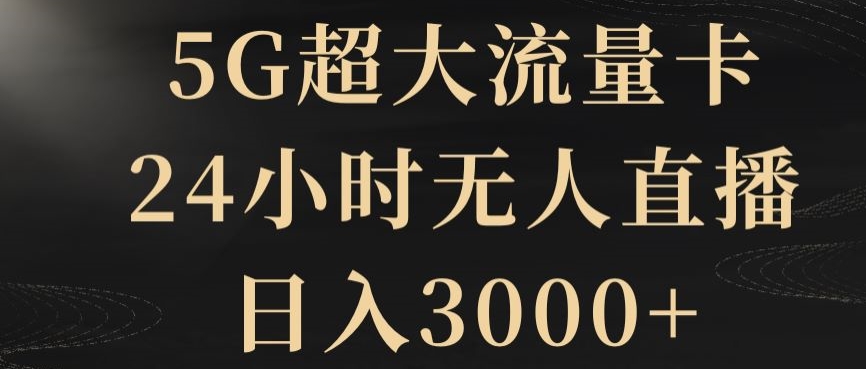 5G超大流量卡，24小时无人直播，日入3000+【揭秘】 - 副业心选-副业心选