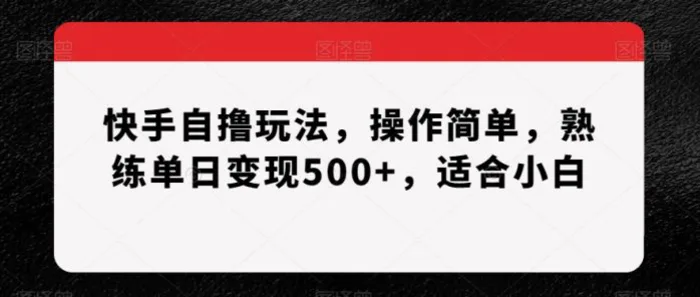 快手自撸玩法，操作简单，熟练单日变现500+，适合小白【揭秘】 - 副业心选-副业心选