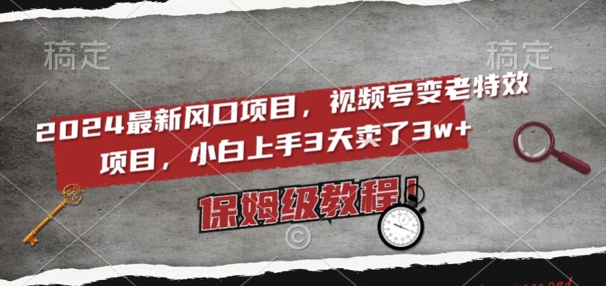 2024最新风口项目，视频号变老特效项目，电脑小白上手3天卖了3w+，保姆级教程【揭秘】 - 副业心选-副业心选