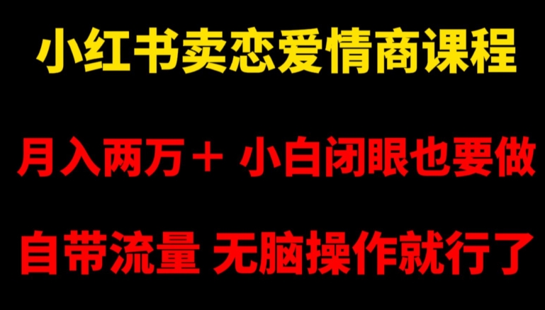 小红书卖恋爱情商课程，月入两万＋，小白闭眼也要做，自带流量，无脑操作就行了【揭秘】 - 副业心选-副业心选