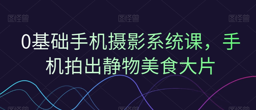 0基础手机摄影系统课，手机拍出静物美食大片 - 副业心选-副业心选