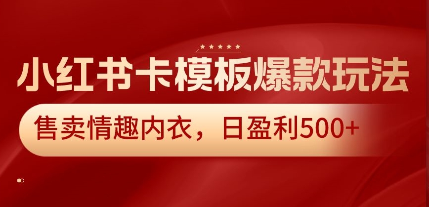 小红书卡模板爆款玩法，售卖情趣内衣，日盈利500+ - 副业心选-副业心选