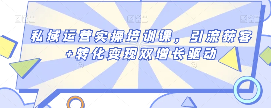 私域运营实操培训课，引流获客+转化变现双增长驱动 - 副业心选-副业心选