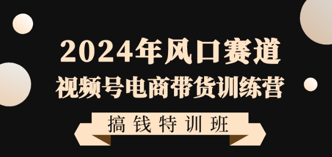 2024年风口赛道视频号电商带货训练营搞钱特训班，带领大家快速入局自媒体电商带货 - 副业心选-副业心选