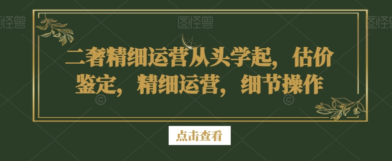 二奢精细运营从头学起，估价鉴定，精细运营，细节操作-副业心选