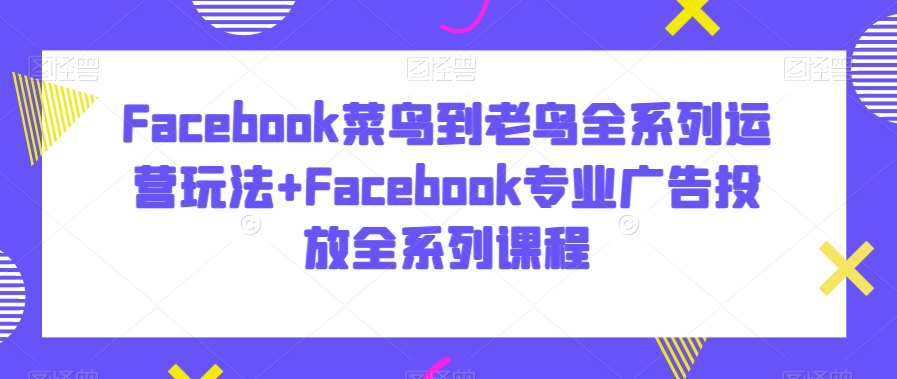 Facebook菜鸟到老鸟全系列运营玩法+Facebook专业广告投放全系列课程 - 副业心选-副业心选