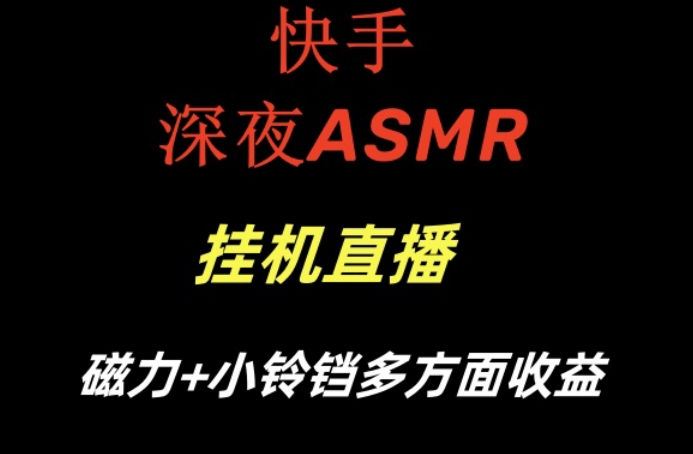 快手深夜性感ASMR挂机直播，磁力+小铃铛收益（附带工具和5G素材）-副业心选