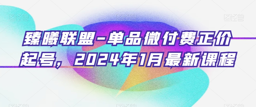 臻曦联盟-单品微付费正价起号，2024年1月最新课程 - 副业心选-副业心选