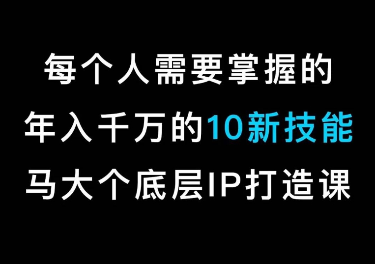 马大个的IP底层逻辑课，​每个人需要掌握的年入千万的10新技能，约会底层IP打造方法！-副业心选