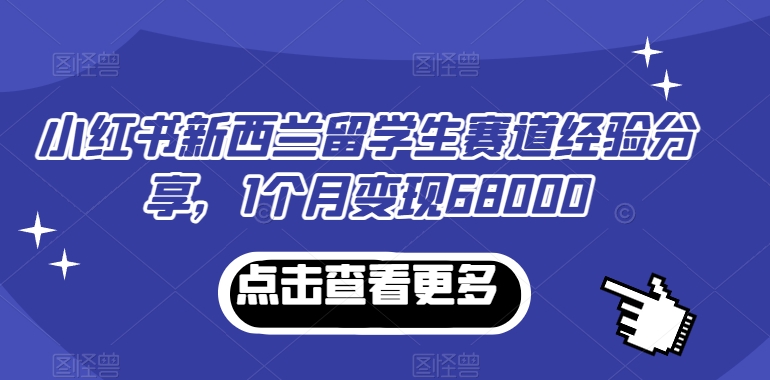 小红书新西兰留学生赛道经验分享，1个月变现68000 - 副业心选-副业心选