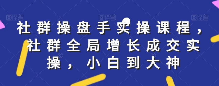 社群实操课程，社群全局增长成交实操，小白到大神 - 副业心选-副业心选