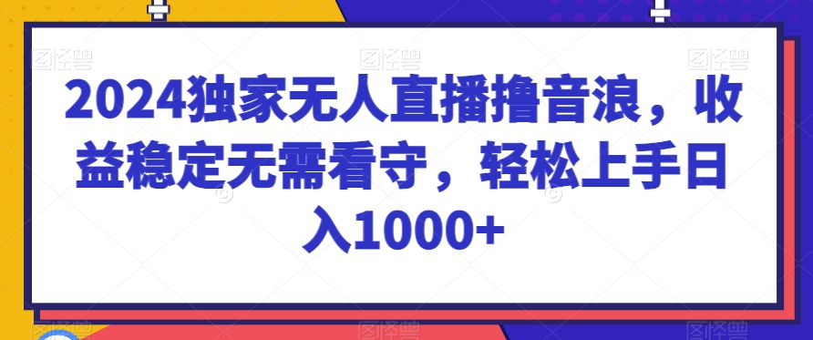 2024独家无人直播撸音浪，收益稳定无需看守，轻松上手日入1000+-副业心选