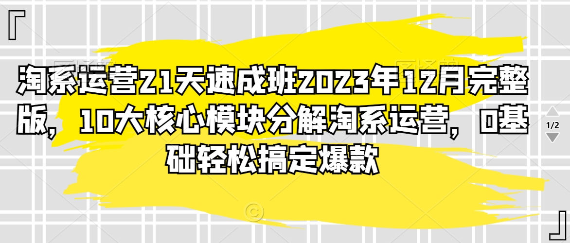 淘系运营21天速成班2023年12月完整版，10大核心模块分解淘系运营，0基础轻松搞定爆款 - 副业心选-副业心选