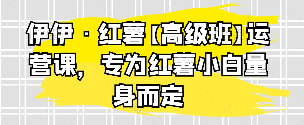 伊伊·红薯【高级班】运营课，专为红薯小白量身而定 - 副业心选-副业心选