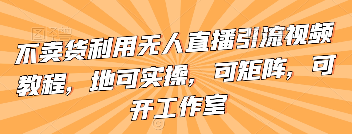 不卖货利用无人直播引流视频教程，地可实操，可矩阵，可开工作室 - 副业心选-副业心选