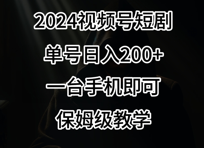 2024风口，视频号短剧，单号日入200+，一台手机即可操作，保姆级教学 - 副业心选-副业心选