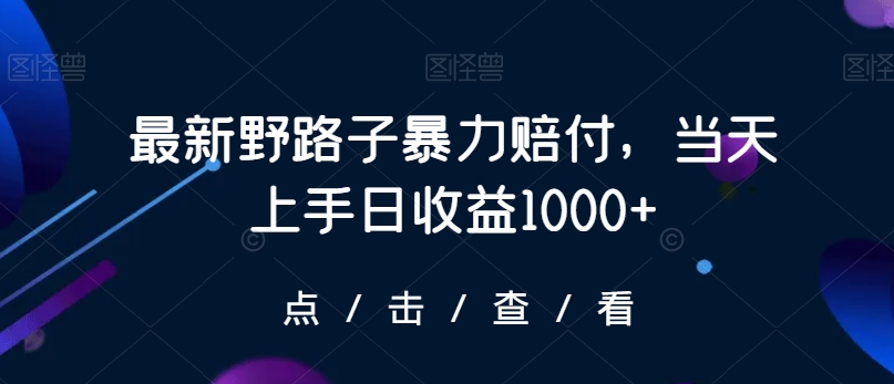 最新野路子暴力赔付，当天上手日收益1000+【仅揭秘】 - 副业心选-副业心选