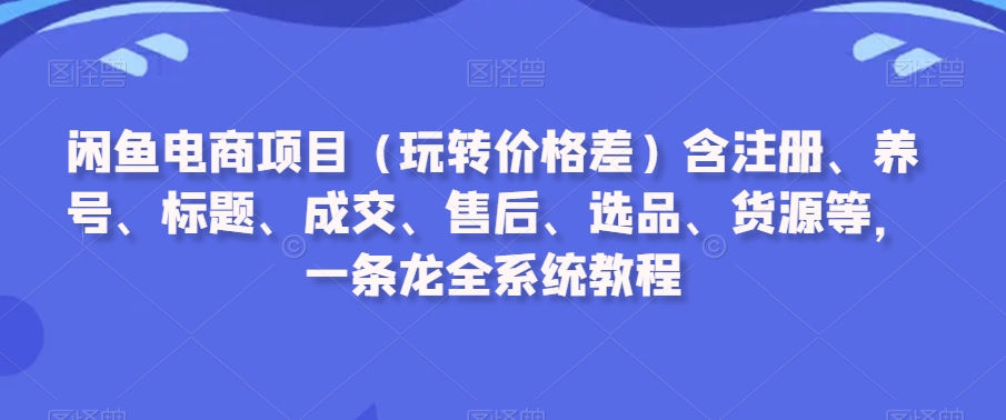 闲鱼电商项目（玩转价格差）含注册、养号、标题、成交、售后、选品、货源等，一条龙全系统教程 - 副业心选-副业心选
