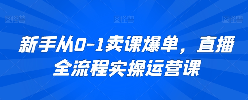 新手从0-1卖课爆单，直播全流程实操运营课 - 副业心选-副业心选