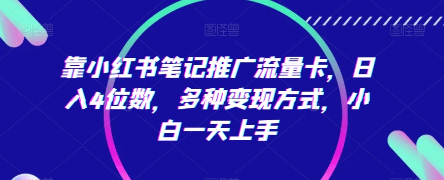 靠小红书笔记推广流量卡，日入4位数，多种变现方式，小白一天上手 - 副业心选-副业心选