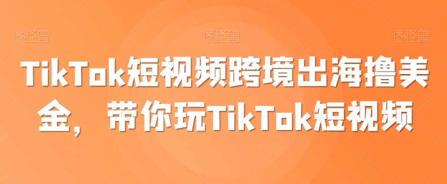 TikTok短视频跨境出海撸美金，带你玩TikTok短视频-副业心选