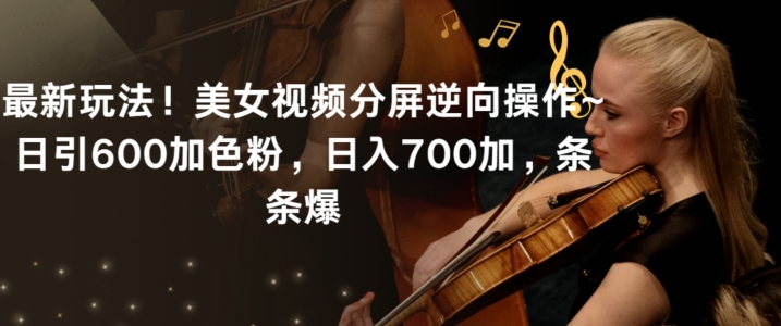 最新玩法！美女视频分屏逆向操作~日引600加色粉，日入700加，条条爆 - 副业心选-副业心选