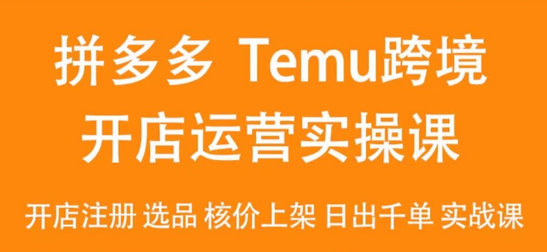 2024Temu最新玩法，Temu跨境开店运营实操课，开店注册/选品/核价上架/日出千单实战课-副业心选