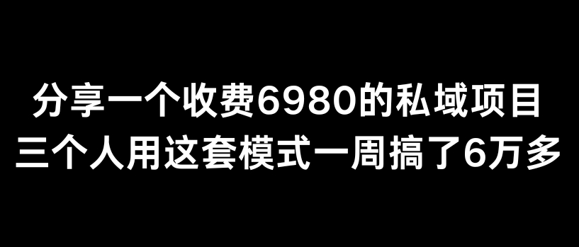 分享一个外面卖6980的私域项目三个人用这套模式一周搞了6万多 - 副业心选-副业心选